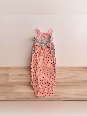 3/$22 Carter's Diaper Shirt Set of 3 Ruffle Shoulder Ladybug Flower Lion Koala